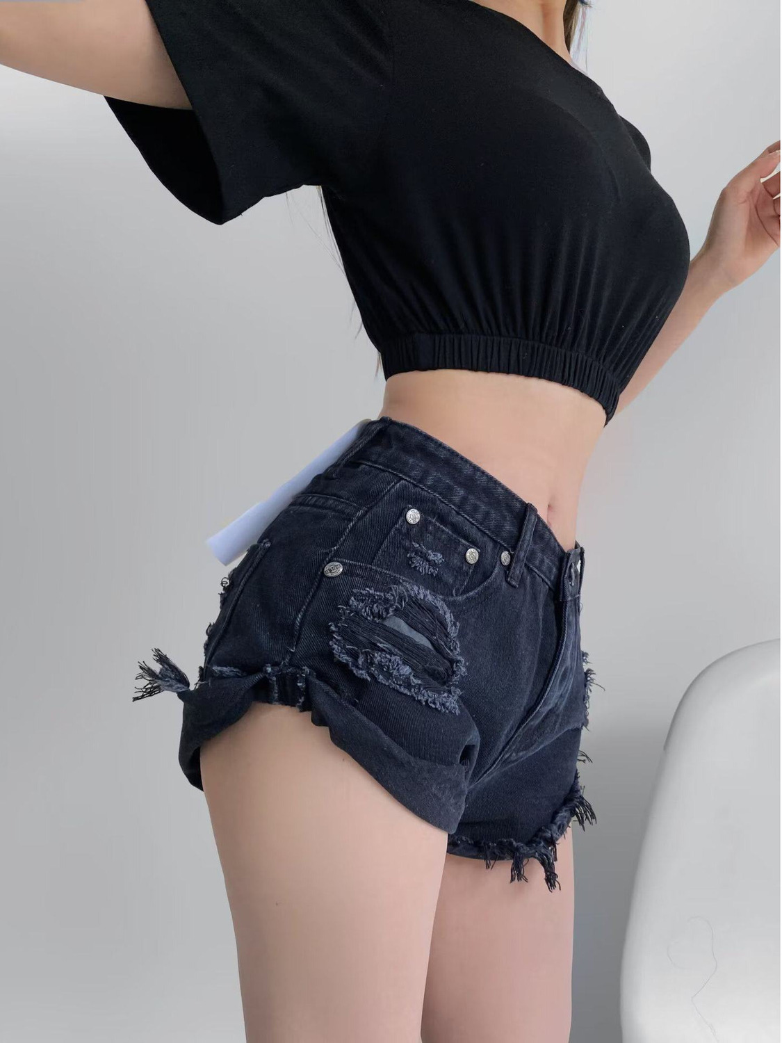 Women's Low Waist Distressed D - Shorts Denim Frayed avaliação e preço