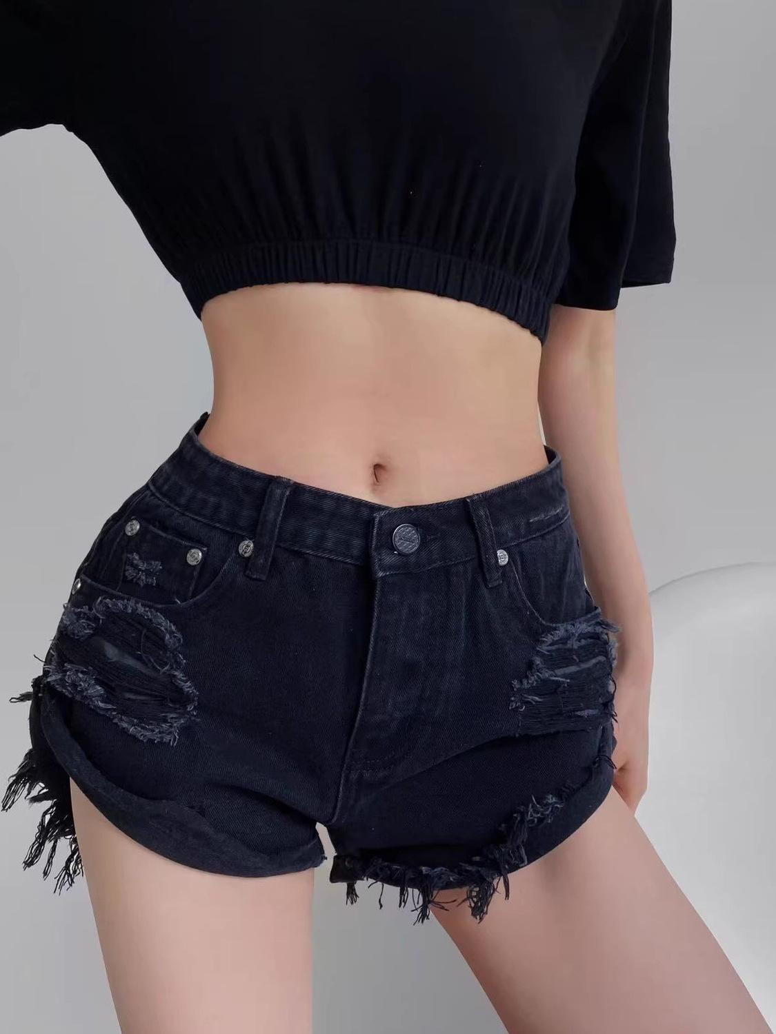 Women's Low Waist Distressed D - Shorts Denim Frayed avaliação e preço
