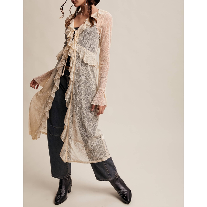 Women's Floral Lace Mesh Tie F - Kimono Sheer Floral avaliação e preço