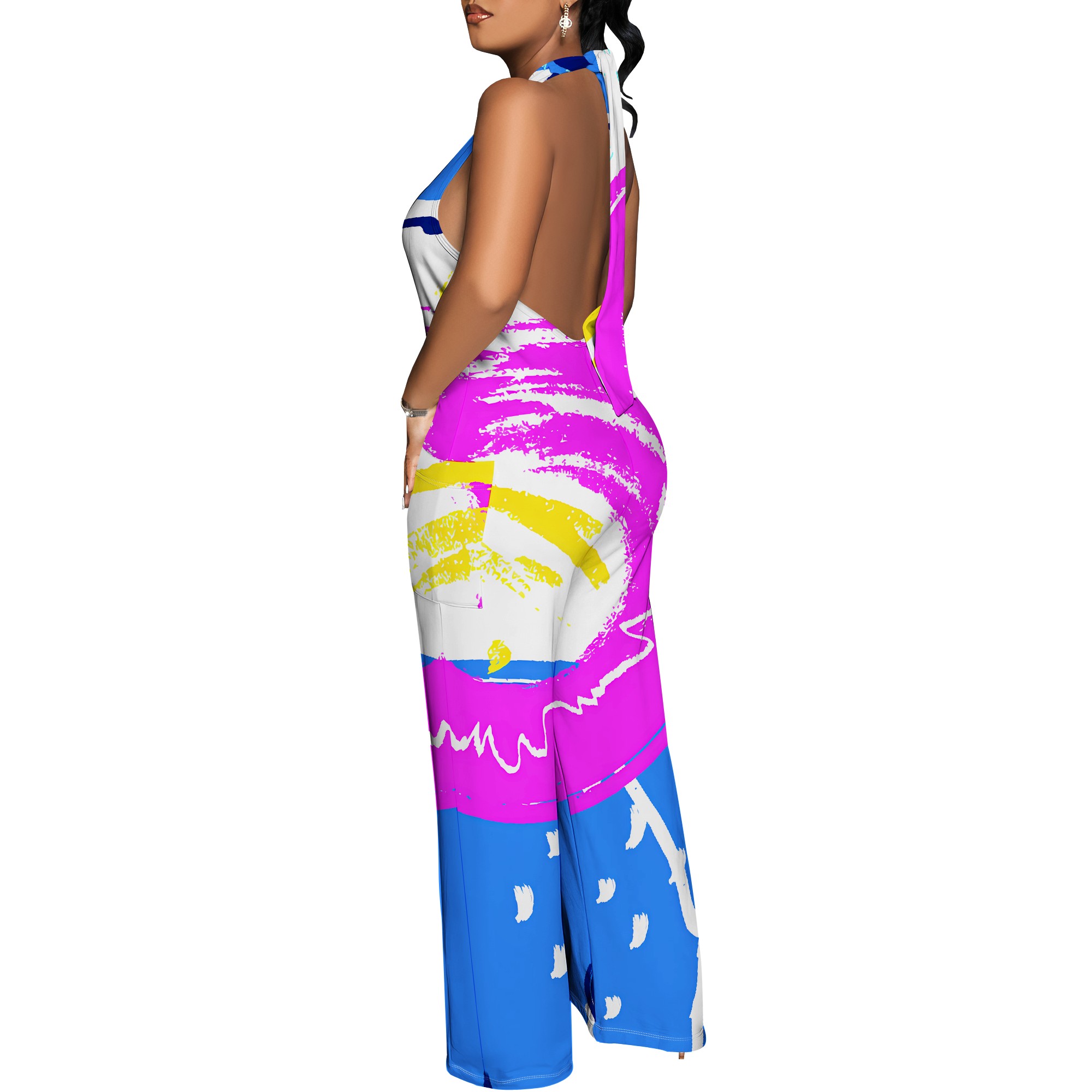Bold Abstract Brushstroke Halt - Maxi Dress Halter avaliação e preço