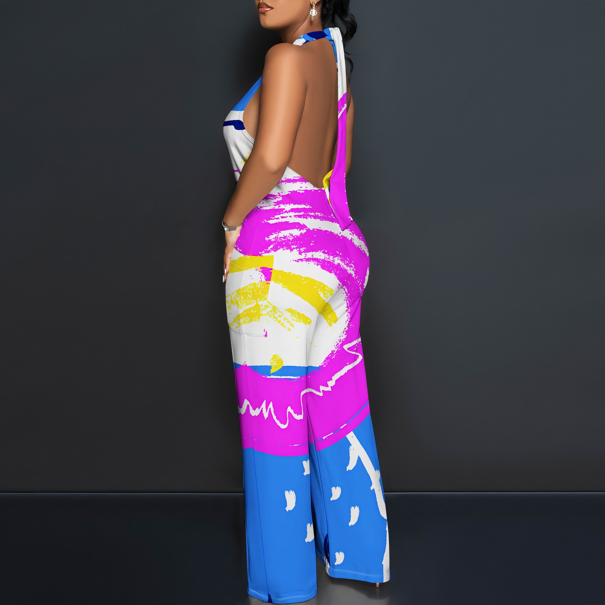 Bold Abstract Brushstroke Halt - Maxi Dress Halter avaliação e preço