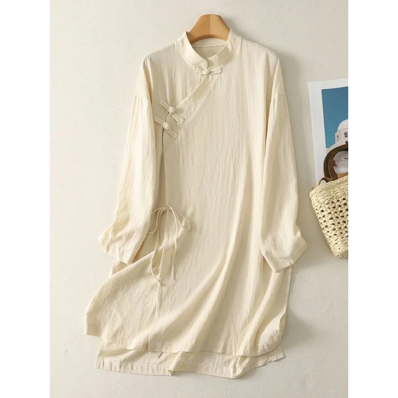 Women's Chinese Style Frog But - Linen Dress Wrap avaliação e preço