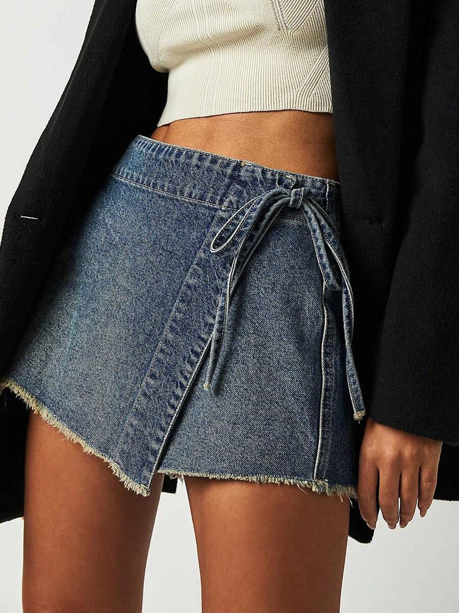 Women Denim Mini Skirt High Wa - Shorts Denim Frayed avaliação e preço