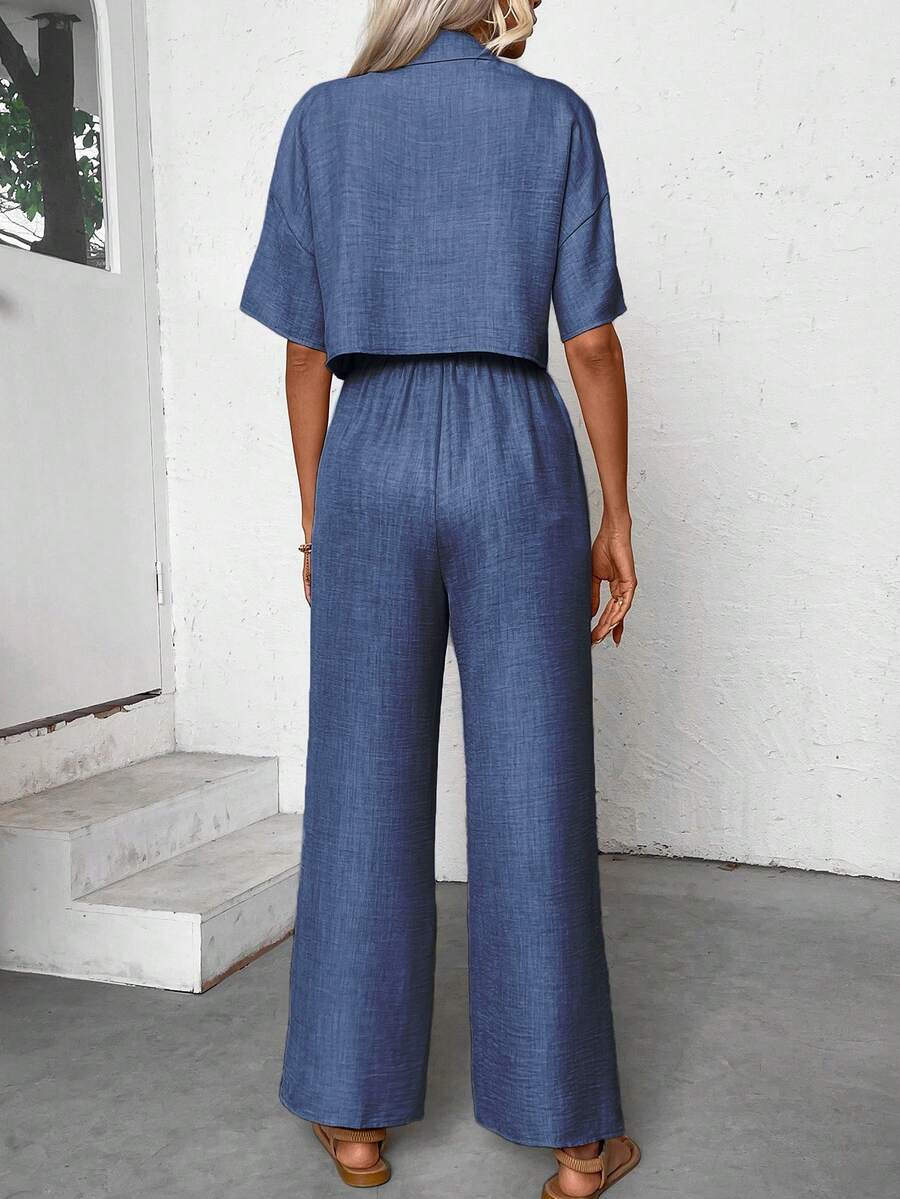 Womens Linen Short Sleeve Shir - Linen Pant Wide avaliação e preço