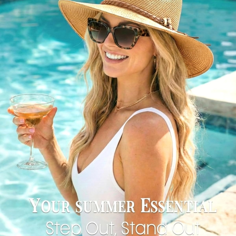 1pc Summer Straw Beach Sun Hat - Hat Floppy Wide avaliação e preço