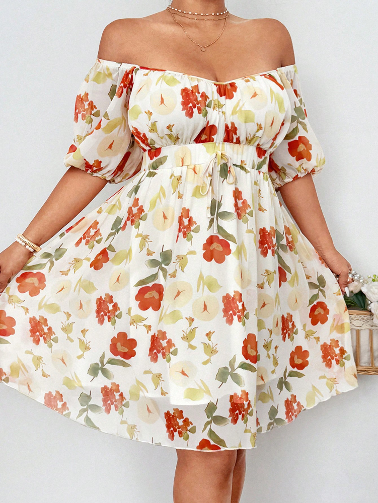 Plus Size Floral Print Square  - Romper Floral Print avaliação e preço