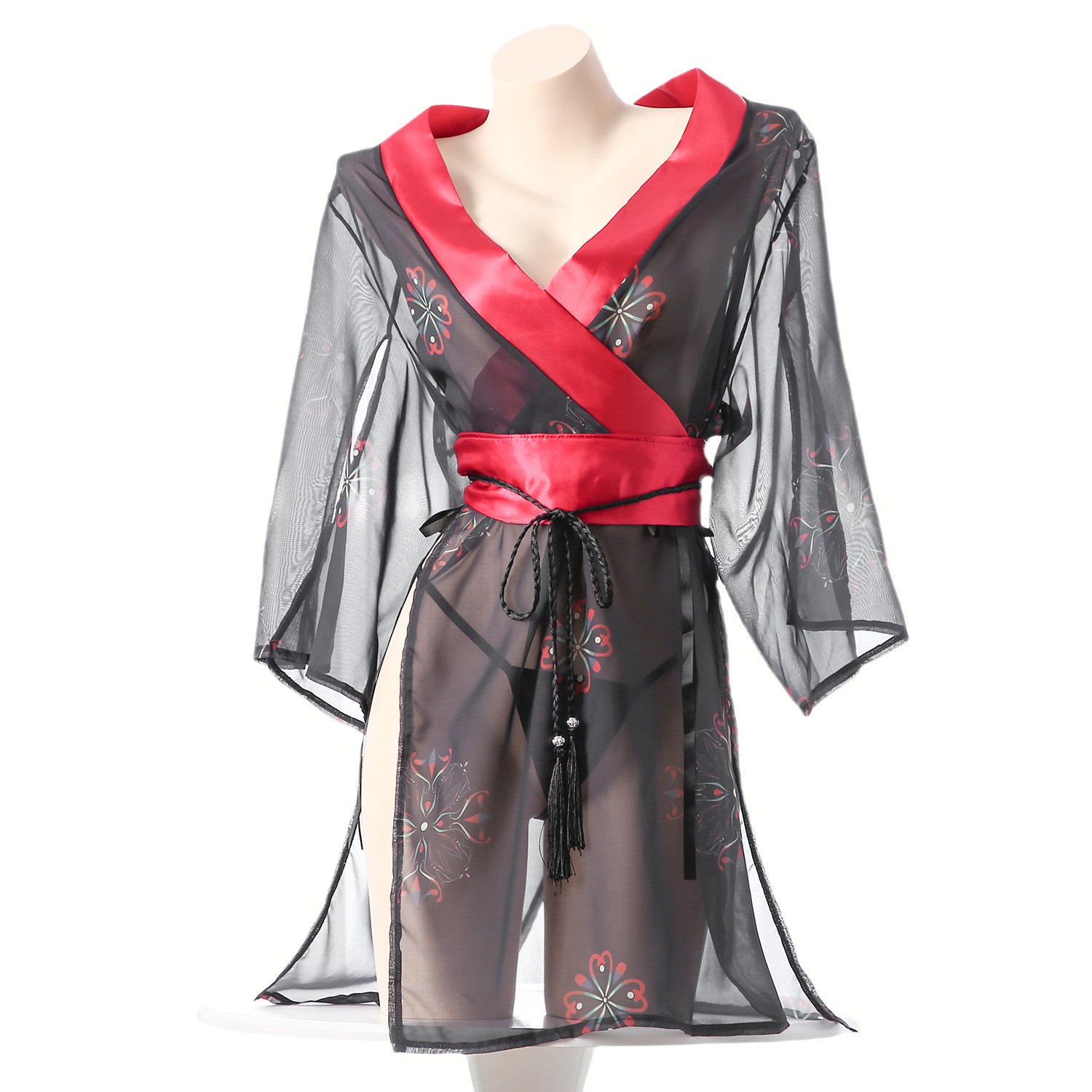 Women's Black Sheer Mesh Japan - Kimono Sheer Floral avaliação e preço