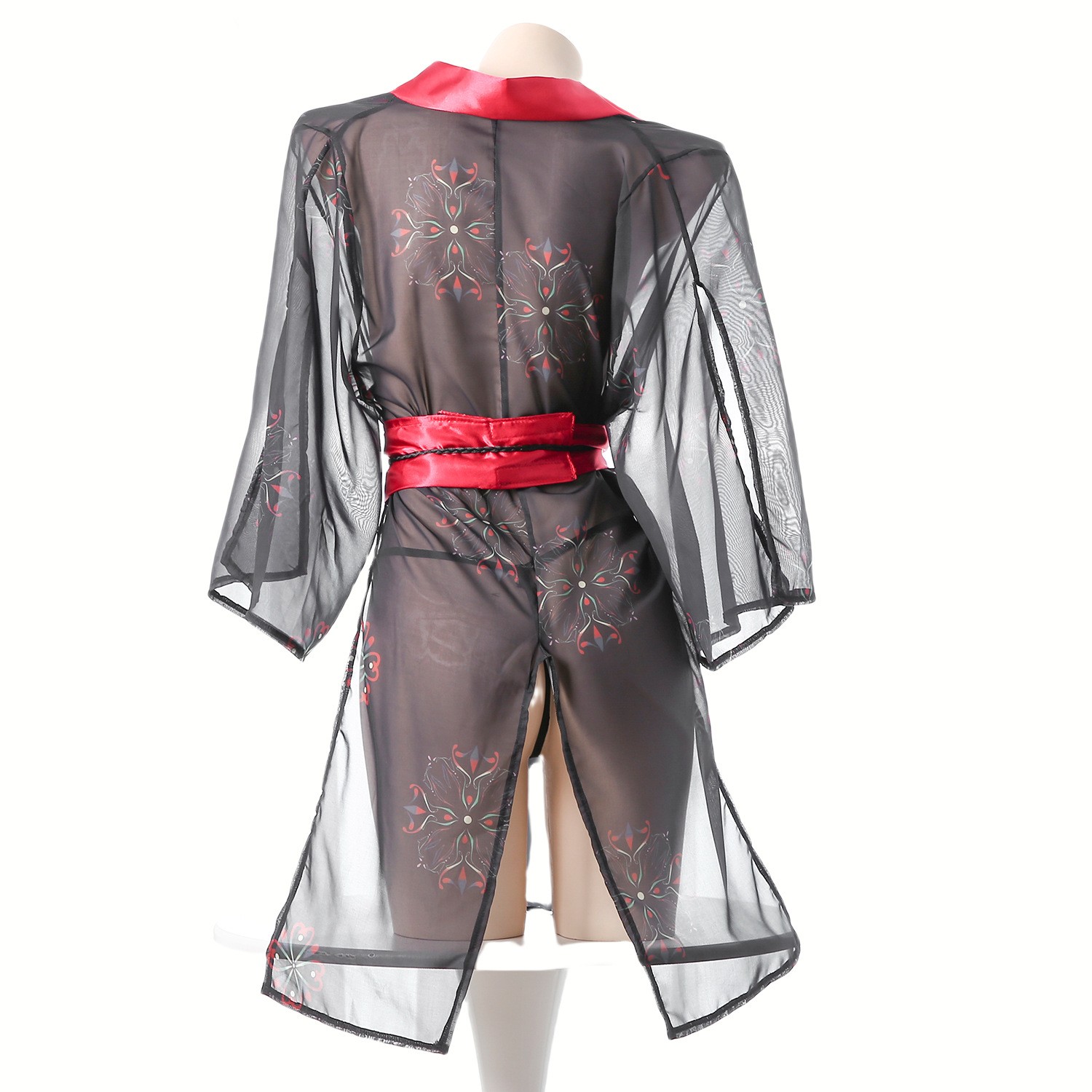 Women's Black Sheer Mesh Japan - Kimono Sheer Floral avaliação e preço