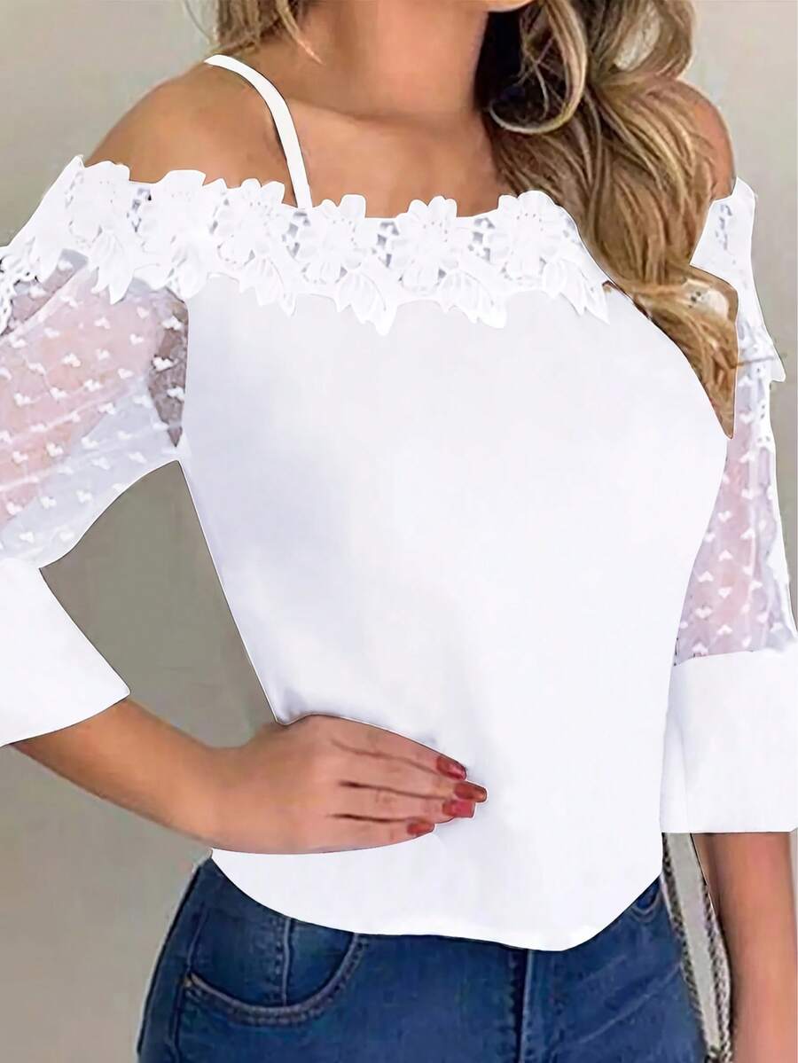 Purple Floral Print Off Should - Blouse Off Shoulder avaliação e preço