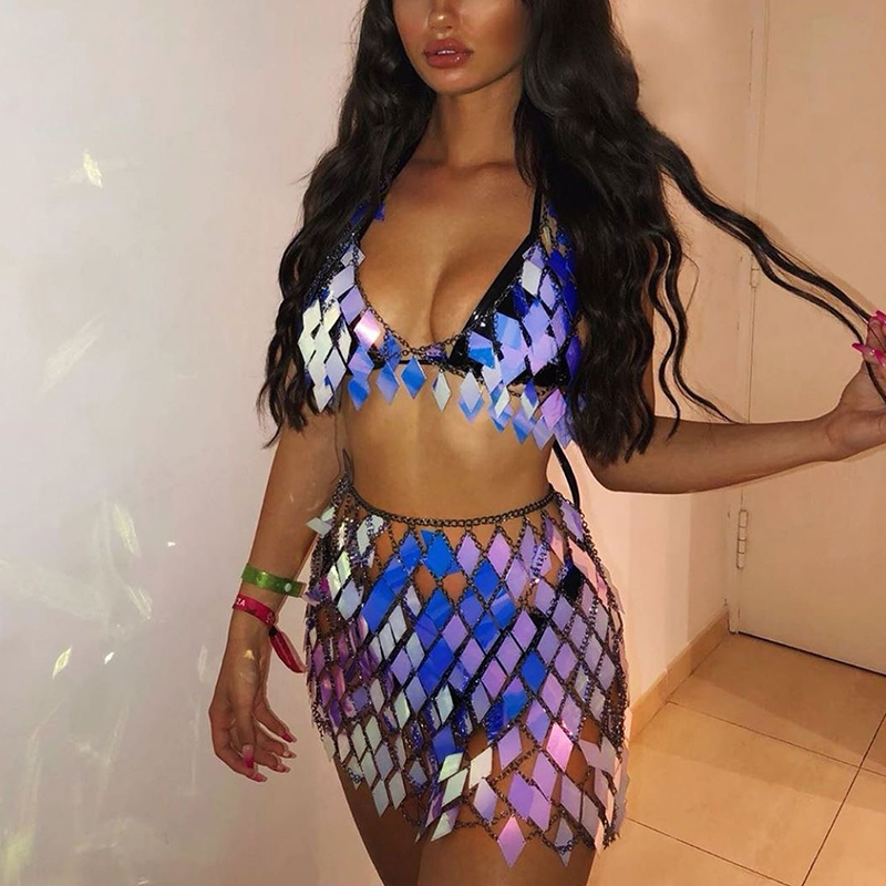 FestivalQueen Women's Sequined - Crop Top Crochet avaliação e preço