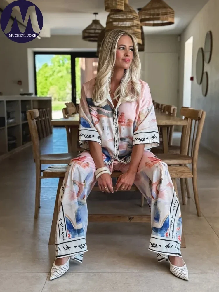 2 Pieces Set for Woman Summer  - Linen Pant Wide avaliação e preço