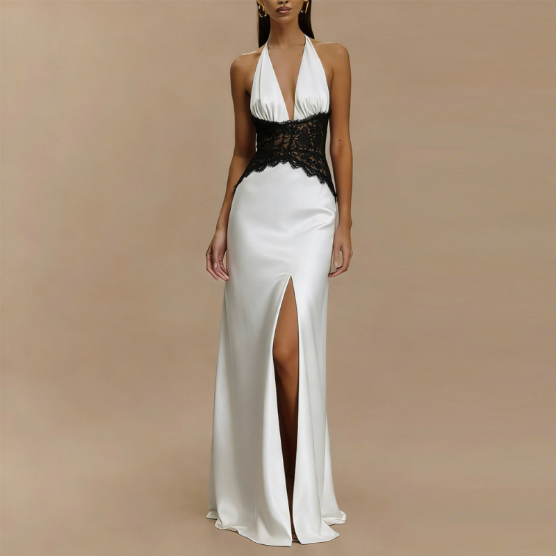 Sexy Backless Halter Maxi Dres - Maxi Dress Halter avaliação e preço
