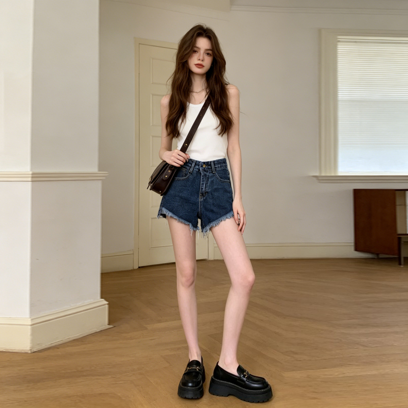 Denim Shorts Women Jeans Vinta - Shorts Denim Frayed avaliação e preço