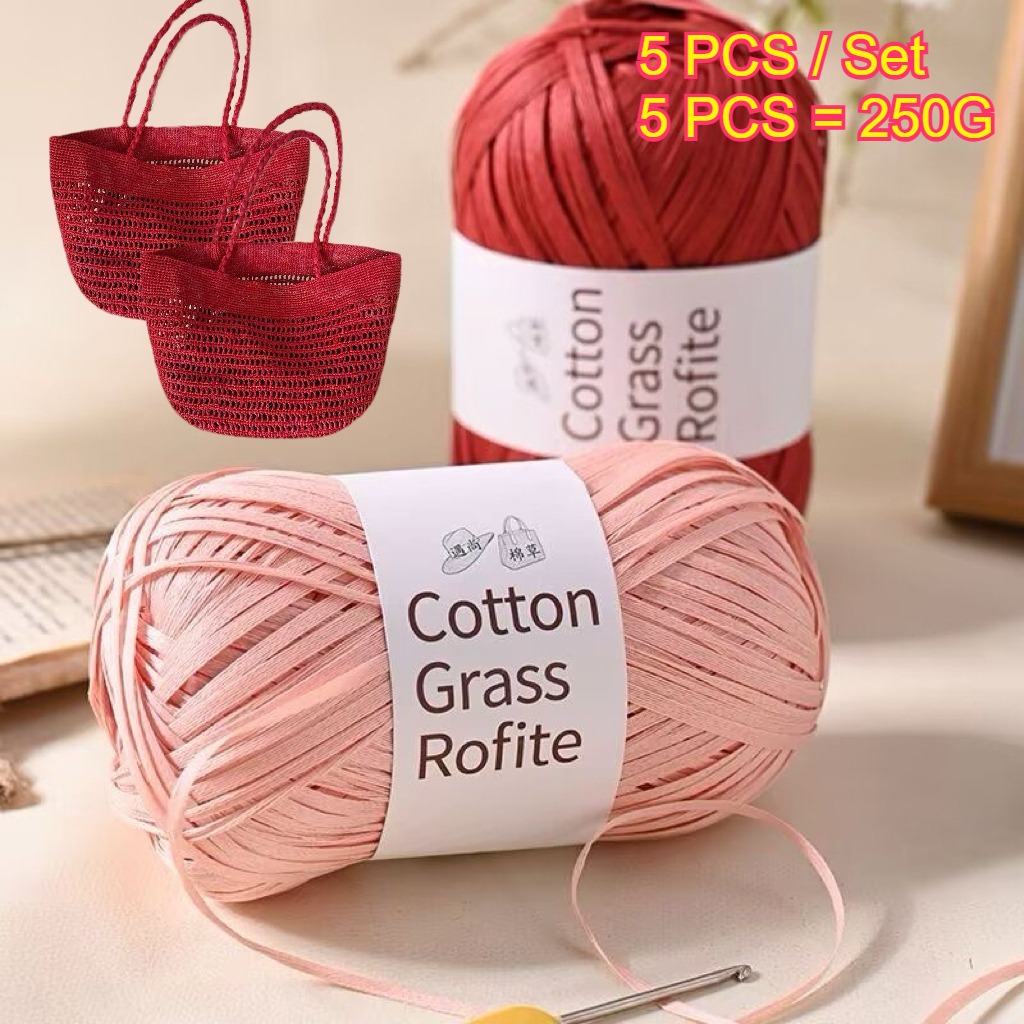 5PCS 250g Raffia Paper Rope Kn - Crochet Bag Raffia avaliação e preço