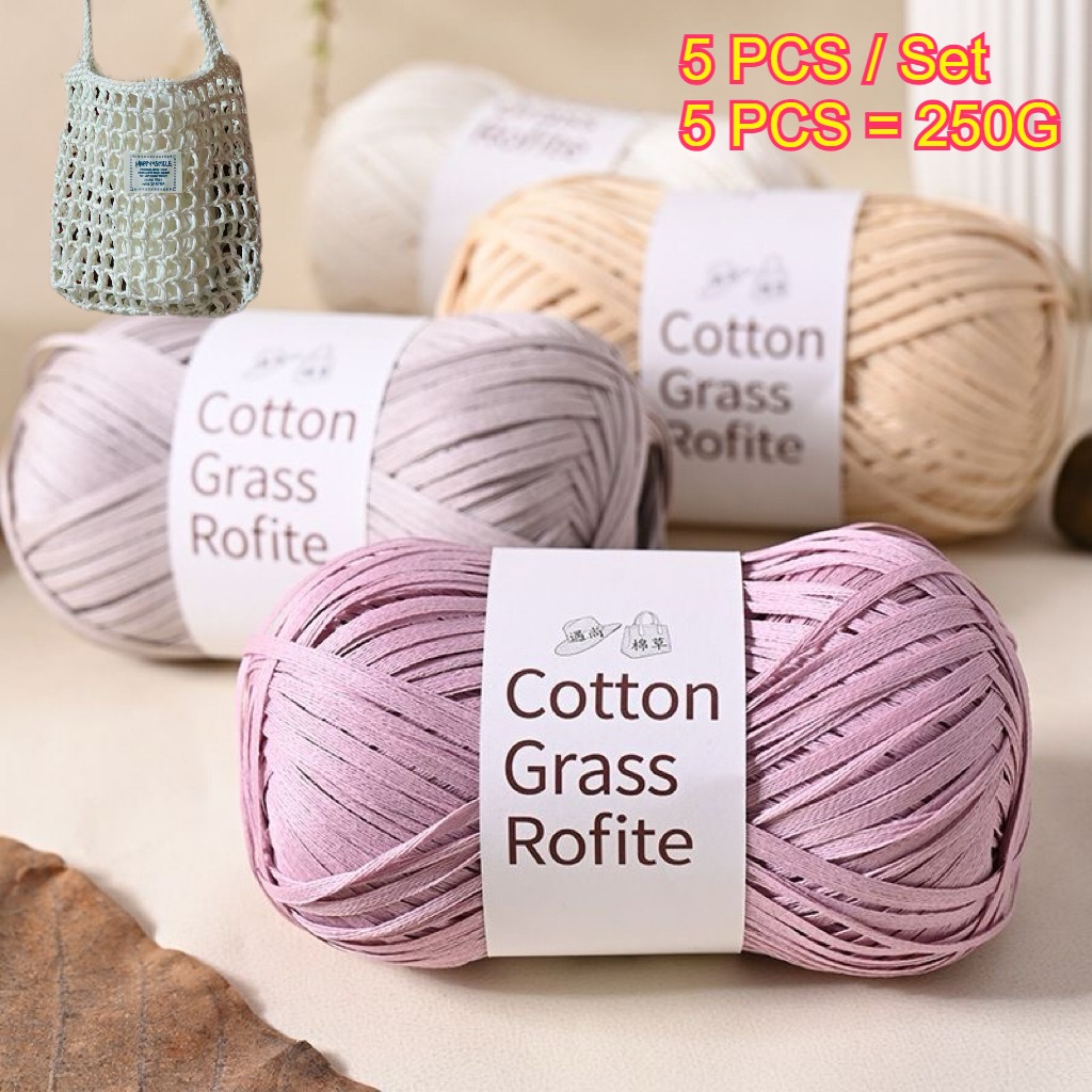 5PCS 250g Raffia Paper Rope Kn - Crochet Bag Raffia avaliação e preço