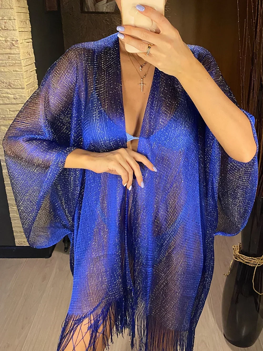 Tassel Gold Bikini Cover Up Se - Cover Up Kaftan avaliação e preço