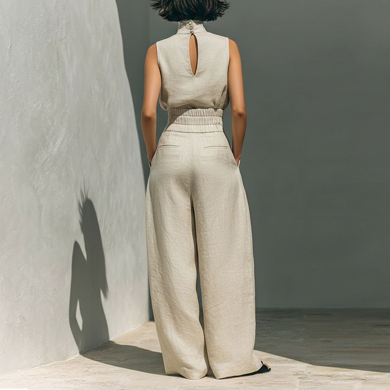 Vintage Solid Cotton Linen Sui - Linen Pant Wide avaliação e preço