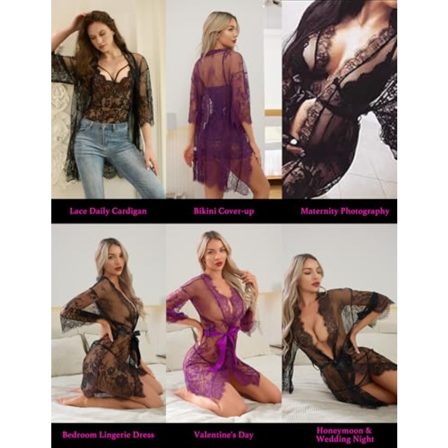 Narcisse Women's Floral Lace K - Kimono Sheer Floral avaliação e preço