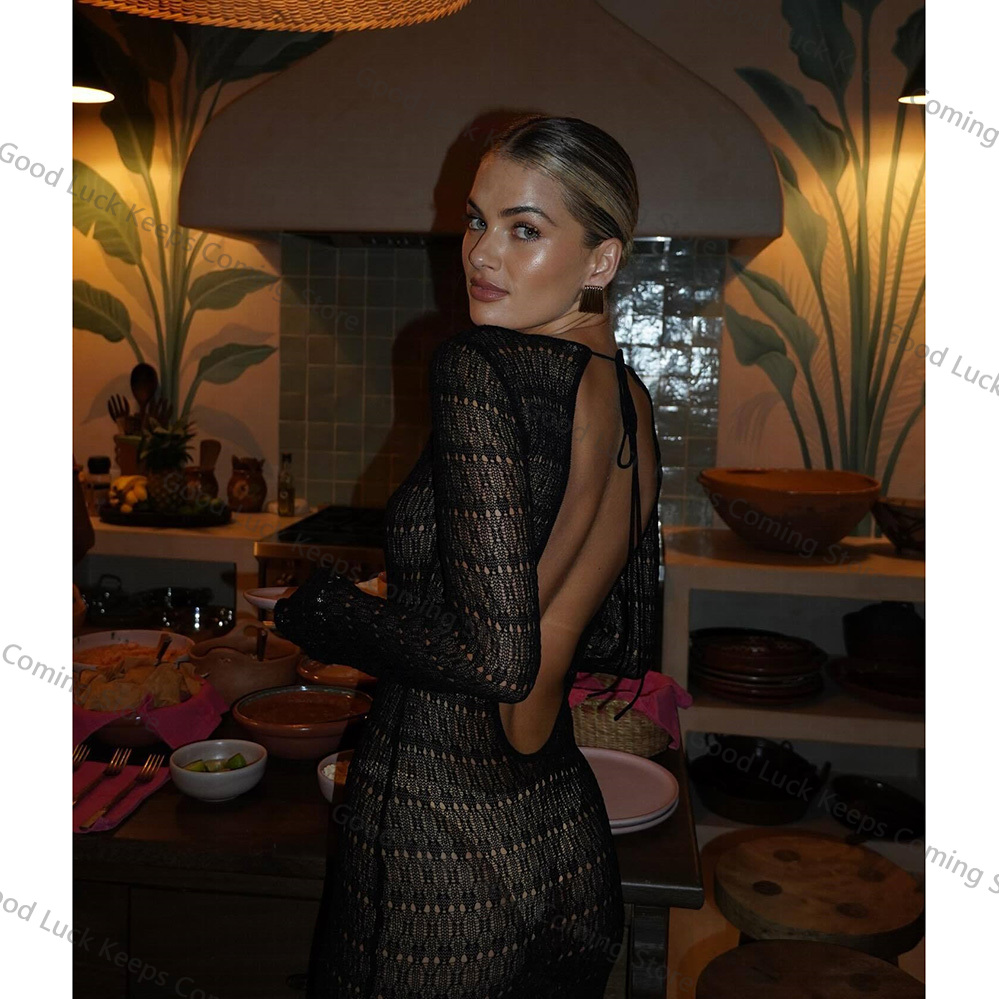 2025 Knitted Dress Backless Co - Cover Up Kaftan avaliação e preço
